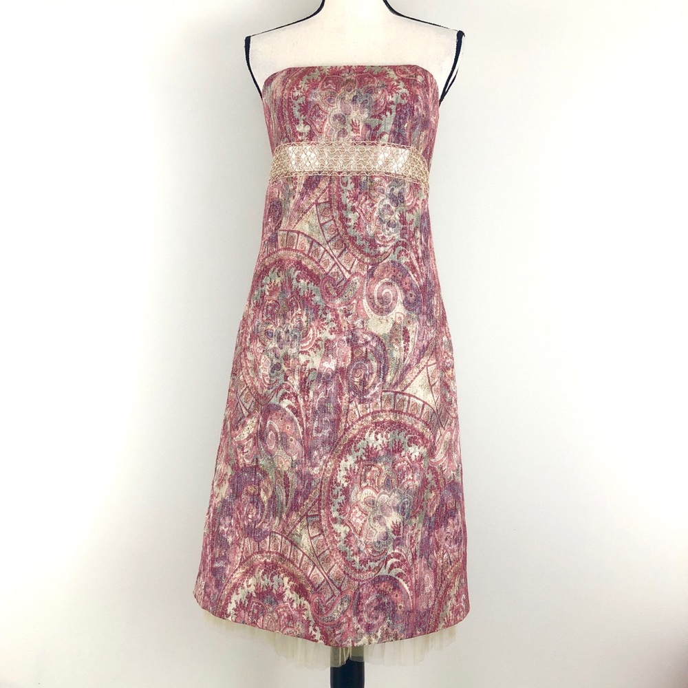 TIBI Strapless Paisley Jacquard Metallic Dress